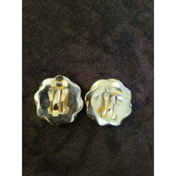 Rare Vintage Greek Goddess Cameo Coin Clip On Earrings Yellow Gold Tone - Picture 4 of 10